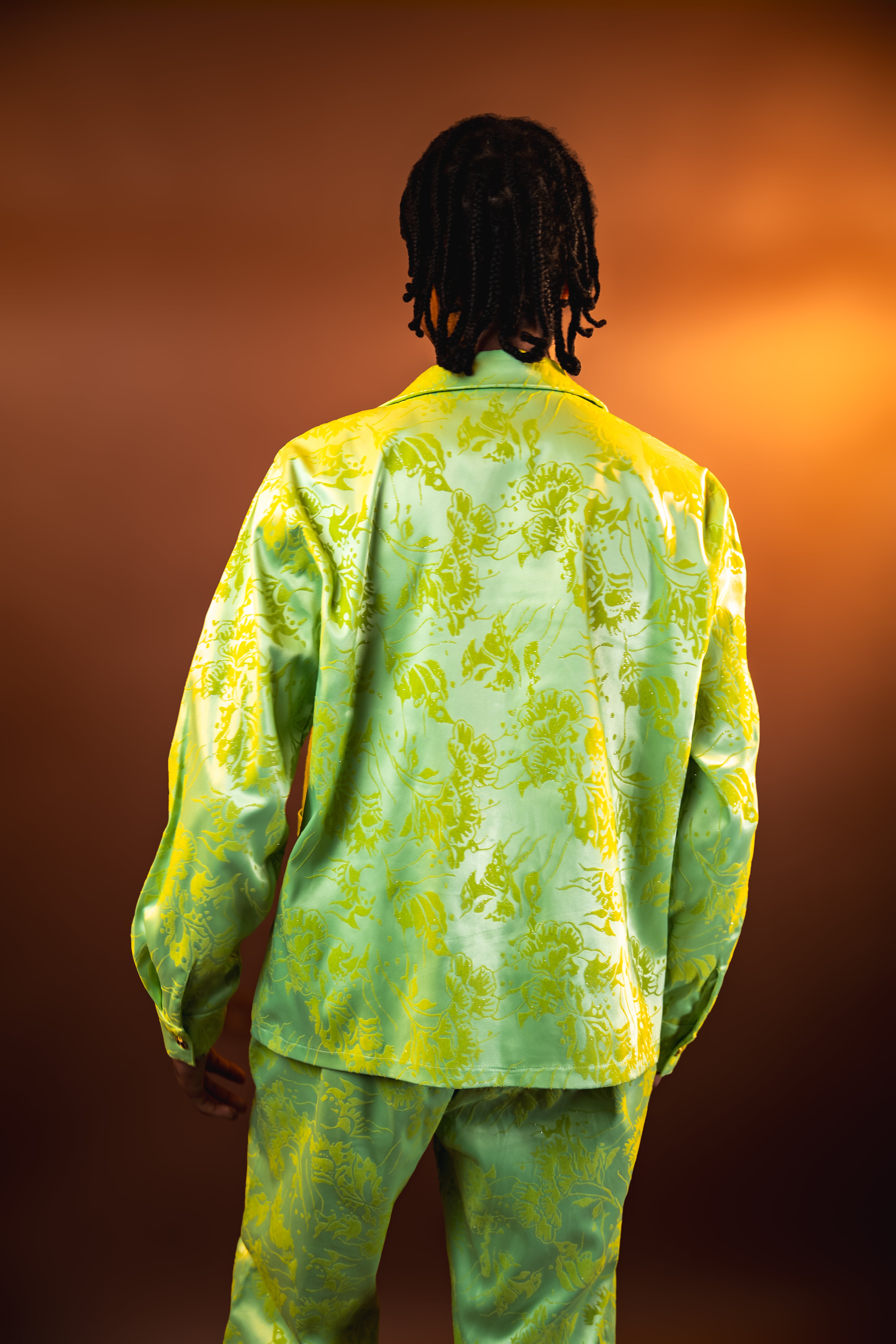 MEJAOUI SILK FLORAL SET – LIMITED EDITION IN LIME GREEN