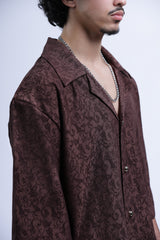 MEJAOUI | Vintage Brown Jacquard Shirt & Shorts Set